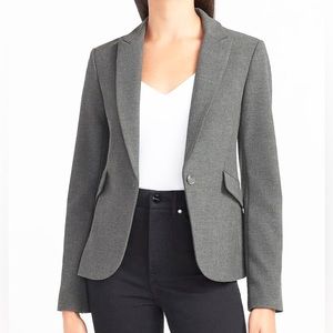 New Express Heather Gret Soft & Sleek Peak Lapen One Button Blazer MSRP …